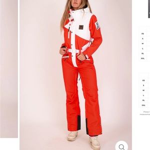 OOSC women’s ski suit size small red and white BRAND NEW WITH TAGS